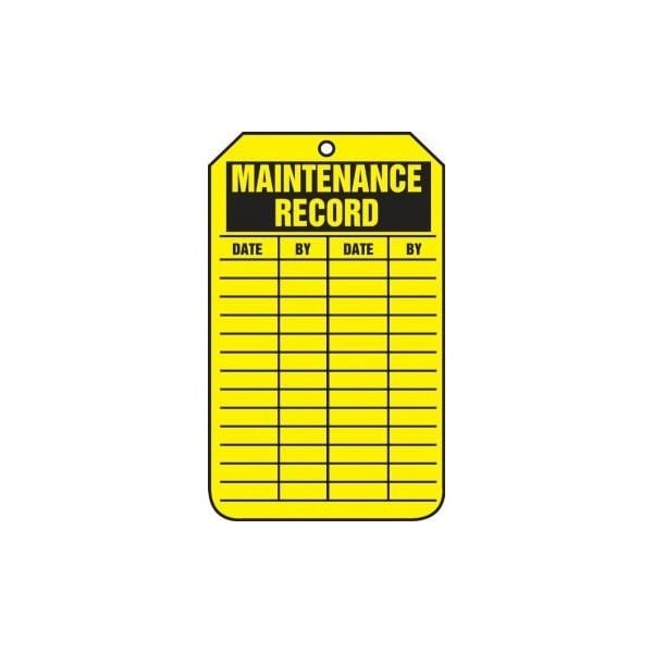 Accuform Safety Tags, MAINTENANCE RECORD, 8.5in x 3.875in, RP-Plastic, 5PK - TRS321PTM