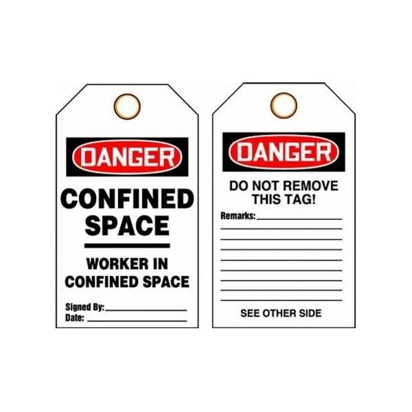 Accuform Danger, PF-Cardstock, 3-1/4 in Width, 1/4 in Height, , 5 PK - TCS343PTM