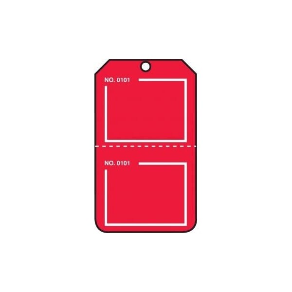 Accuform Safety Tags, Blank, Numbered, Perforated, Red, 5.75in x 3.25in, RP-Plastic, 25PK - TPP223PTP