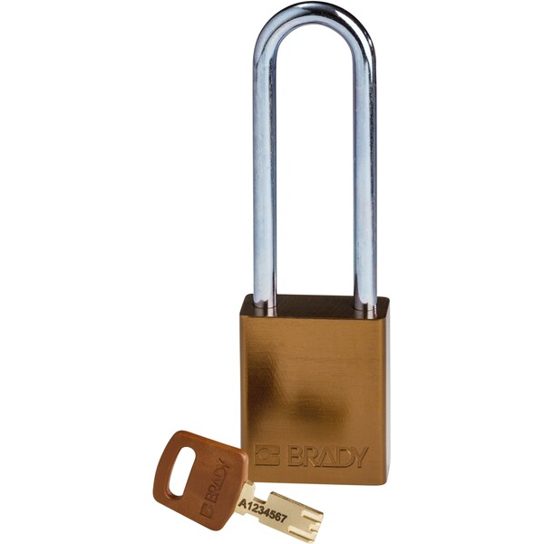 Brady Safekey Lockout Padlock Aluminum Brown 3.0" Stee - ALU-BRN-76ST-KD