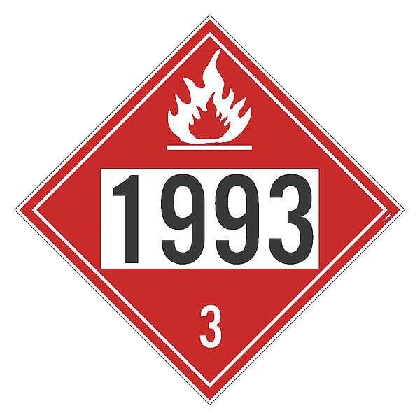 Nmc Dot Placard Sign, 1993 3, Flammable Liq, Pk10 - DL40BTB10
