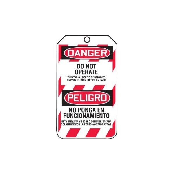 Accuform Safety Tags, DANGER DO NOT OPERATE Bilingual Spanish, 5.75in x 3.25in, HS-Laminate, 5PK - TSP101LTM