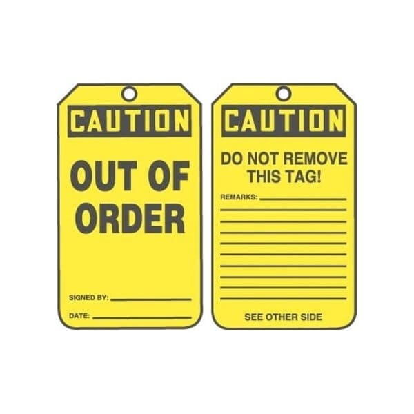 Accuform Caution, PF-Cardstock, 3-1/4 in Width, 1/4 in Height, , 25 PK - MDT619CTP