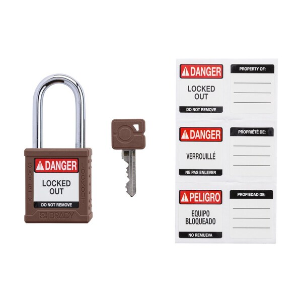 Brady Velocity Lockout Padlocks Nylon 1.5in Shackle Clearance KD Brown - SDPL-BRN-38ST-KD