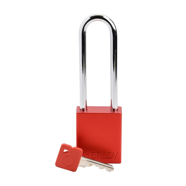 Brady Standard Key Retaining Lockout Aluminum Padlock 3 in Steel Shackle KD Red - SDAL-RED-76ST-KD