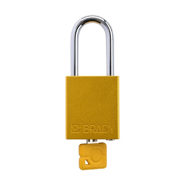 Brady Keyed Alike Padlock Unique Set Aluminum Ylw 1.5 in Steel Shackle Keycode 50 - SDAL-YLW-38ST-050