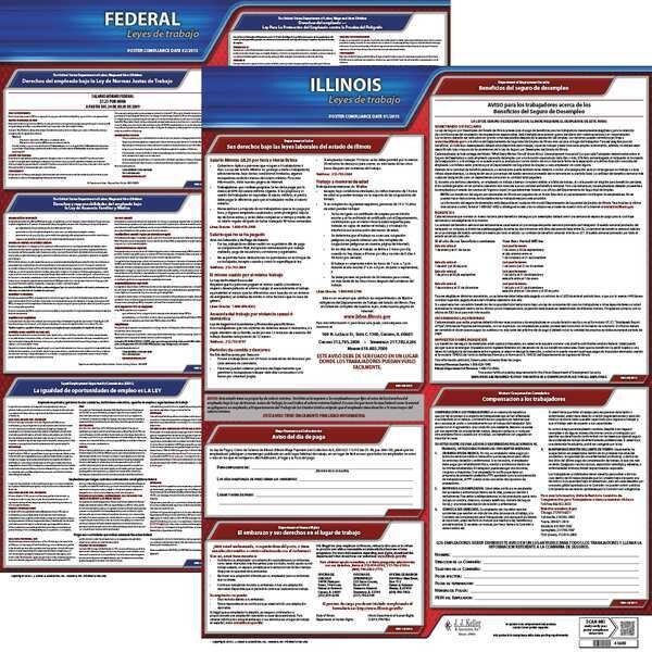 Jj Keller Labor Law Poster Kit, IL, Spanish, 19 In. W - 200-IL-K