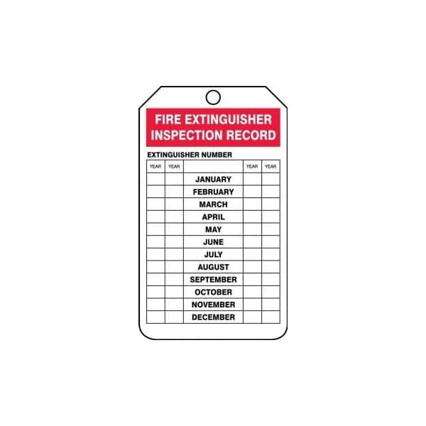 Accuform Safety Tags, FIRE EXTINGUISHER INSPECTION RECORD, 5.75in x 3.25in, RP-Plastic, 5PK - TRS217PTM