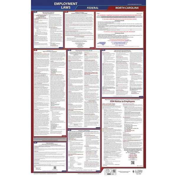 Jj Keller LaborLaw Poster, Fed/STA, NC, ENG, 40Wx26inH - 300-NC