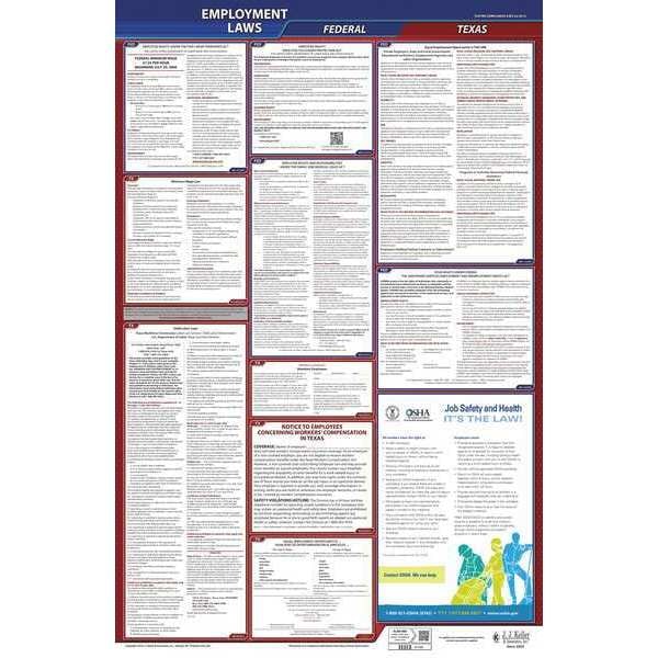 Jj Keller LaborLaw Poster, Fed/STA, TX, ENG, 40Wx26inH - 300-TX