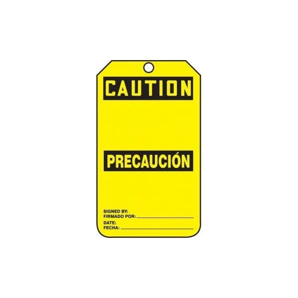 Accuform Bilingual Spanish Safety Tags, CAUTION BLANK, 5.75in x 3.25in, HS-Laminate, 25PK - SBMGT200LTP