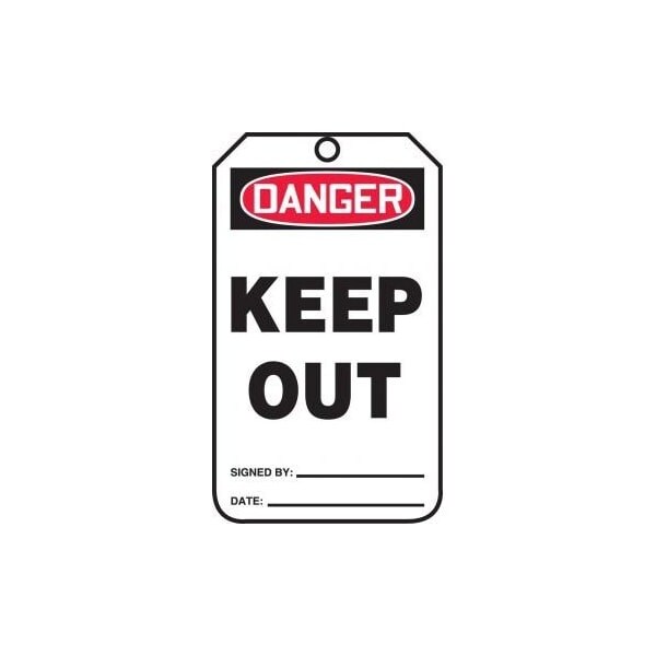 Accuform Safety Tags, DANGER KEEP OUT, 5.75in x 3.25in, PF-Cardstock, 25PK - MDT232CTP