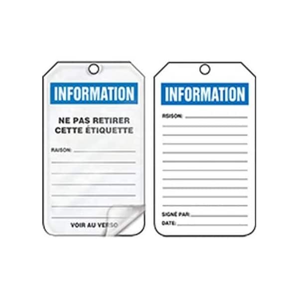 Accuform French Safety Tags, INFORMATION, 5.75in x 3.25in, Self-Laminating PF-Cardstock, 25PK - FRTRS241LCP