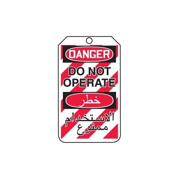 Accuform Safety Tags, DANGER DO NOT OPERATE BILINGUAL ARABIC, 5.75in x 3.25in, PF-Cardstock, 25PK - TMA204CTP
