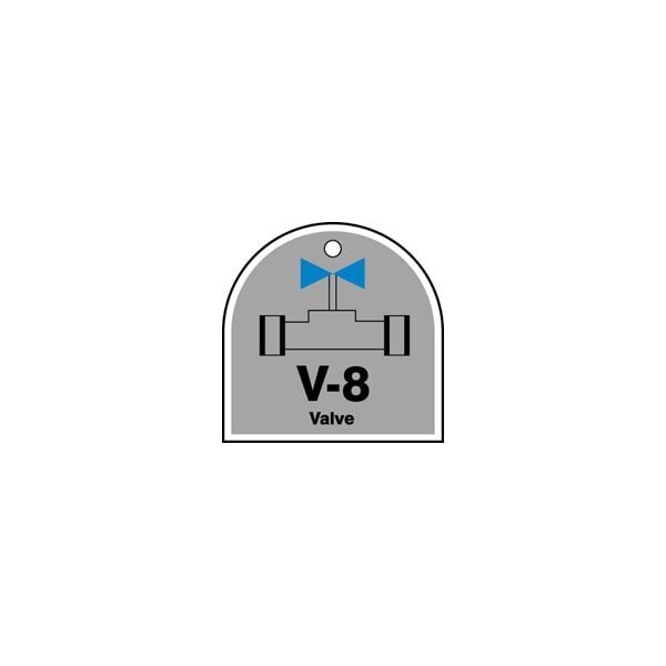 Accuform Energy Source ID Tag, V-8 VALVE, 2.5in x 2.5in, Adhesive Dura-Poly, 5PK - TDJ208XVM