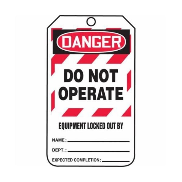Accuform Safety Tags, Danger Do Not Operate Equipment Locked Out, 5.75" X 3.25", PF-Cardstock, 25/PK - MLT409CTP