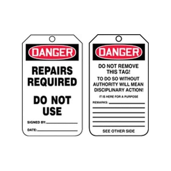 Accuform Danger, RP-Plastic, 3-1/4 in Width, 0.075 in Height, , 25 PK - MDT009CTP