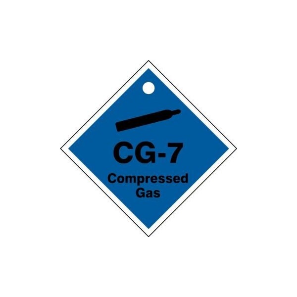 Accuform Energy Source ID Tag, CG-7 COMPRESSED GAS, 2.5in x 2.5in, Plastic, 5PK - TDJ607VPM