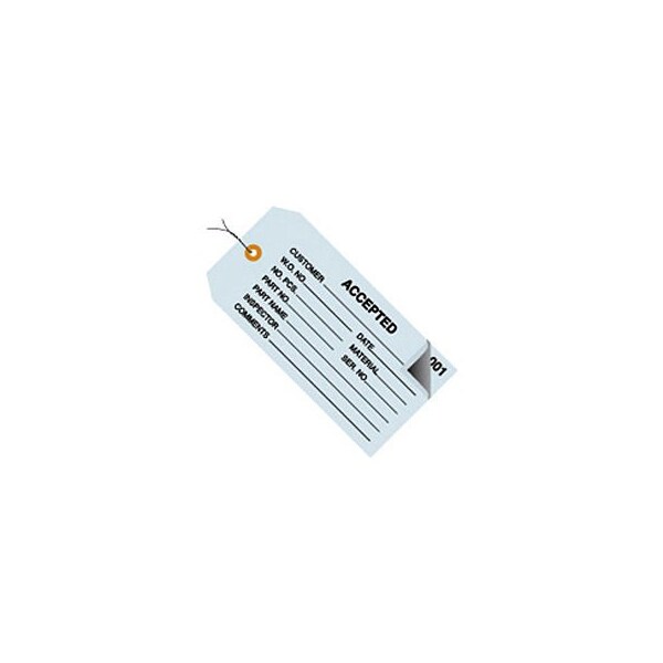 Box Packaging Global Industrial 2 Part Inspection Tag Accepted Pre Wired#5 4-3/4inL x 2-3/8inW Blue 500/Pk - G21013