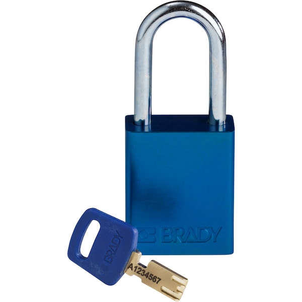Brady Safekey Lockout Padlock Aluminum Blue 1.5" Steel - ALU-BLU-38ST-KD