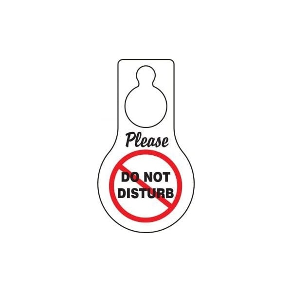 Accuform Door Knob Hang Tags, PLEASE DO NOT DISTURB, 9inx 5in, Plastic, 10PK - TAD610