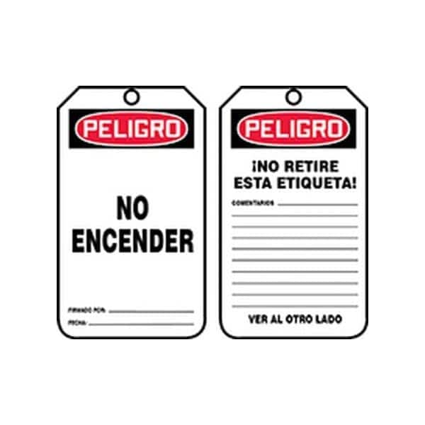 Accuform Spanish Safety Tags, DANGER DO NOT START, 5.75in x 3.25in, PF-Cardstock, 25PK - SHMDT190CTP