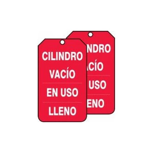 Accuform Spanish Safety Tags, CYLINDER STATUS CYLINDER EMPTY, 5.75in x 3.25in, PF-Cardstock, 25PK - SHMGT206CTP