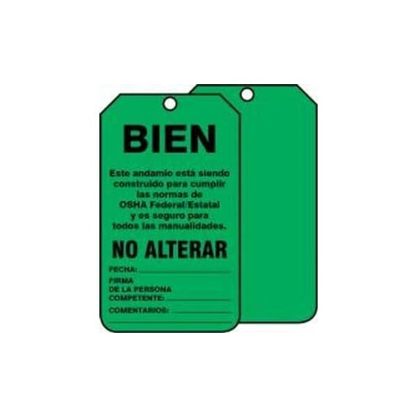 Accuform Spanish Safety Tags, OK DO NOT ALTER, 5.75in x 3.25in, HS-Laminate, 5PK - SHTSS103LTM