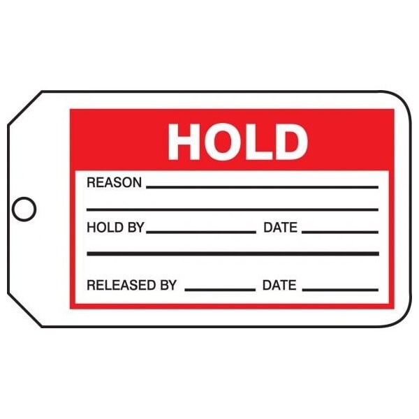 Accuform Safety Tags, HOLD, 5.75in x 3.25in, RP-Plastic, 5PK - MMT328PTM