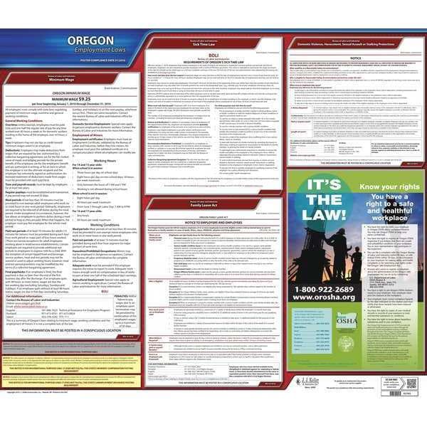 Jj Keller Labor Law Poster, State Labor Law, OR - 100-OR