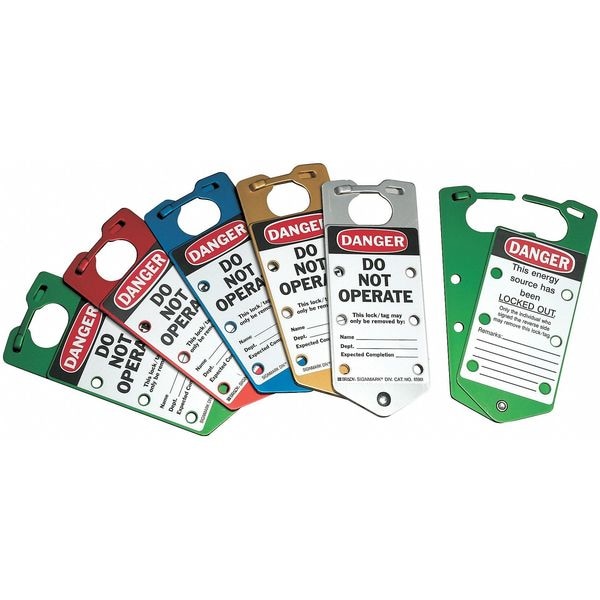 Brady Labeled Lockout Hasp, Snap-On, 6 Lock, PK5, Color: Blue - 22075-B