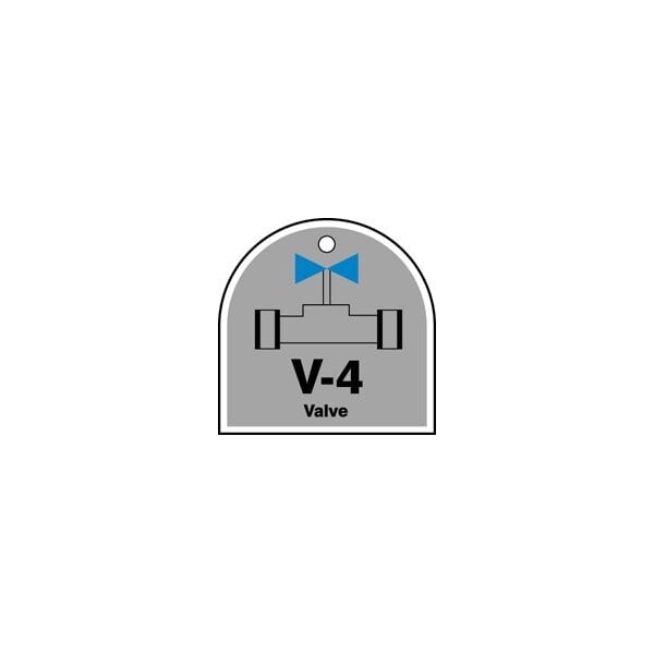 Accuform Energy Source ID Tag, V-4 VALVE, 2.5in x 2.5in, Adhesive Dura-Poly, 5PK - TDJ204XVM