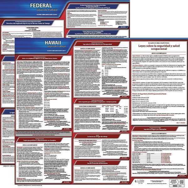 Jj Keller Labor Law Poster, Fed/STA, HI, SP, 20inH, 1yr - 200-HI-1