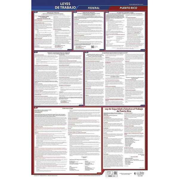 Jj Keller Labor Law Poster, Fed/STA, PR, SP, 26inH, 3yr - 400-PR-3