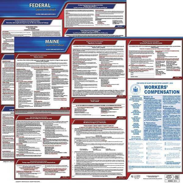 Jj Keller Labor Law Poster, Fed/STA, ME, SP, 20inH, 3yr - 200-ME-3