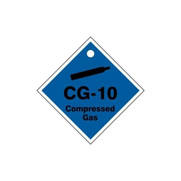 Accuform Energy Source ID Tag, CG-10 COMPRESSED GAS, 2.5in x 2.5in, Adhesive Dura-Poly, 5PK - TDJ610XVM