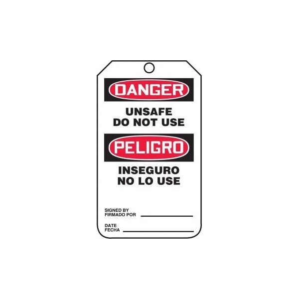 Accuform Danger, Self-Laminating PF-Cardstock, 3-1/4 in Width, 0.3 in Height, , 25 PK - TSP164PTP