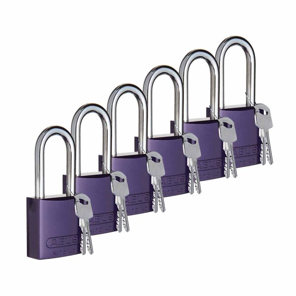 Brady Standard Safety Aluminum Padlocks 1.5 in Aluminum Shackle KD Purple 6PK - 104577