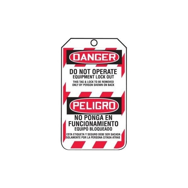 Accuform Safety Tags, DANGER DO NOT OPERATE EQUIPMENT LOCK OUT Bilingual Spanish, 5.75in x 3.25in, 5PK - TSP105LTM
