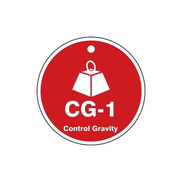 Accuform Energy Source ID Tag, CG-1 CONTROL GRAVITY, 2.5in x 2.5in, Plastic, 5PK - TDK101VPM