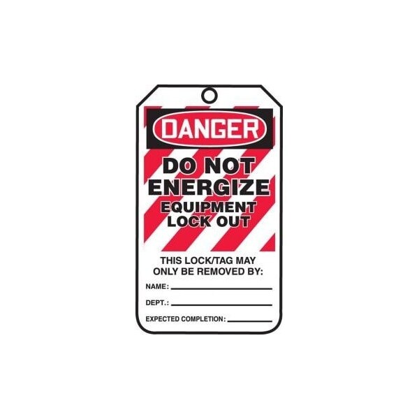 Accuform Safety Tags, DANGER DO NOT ENERGIZE EQUIPMENT LOCK OUT, 5.75in x 3.25in, RP-Plastic, 25PK - MLT416PTP