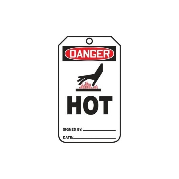 Accuform Safety Tags, DANGER HOT, 5.75in x 3.25in, PF-Cardstock, 25PK - MDT005CTP