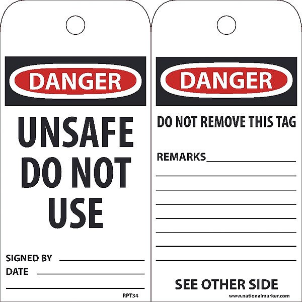 Nmc Danger Unsafe Do Not Use Tag - TAR150