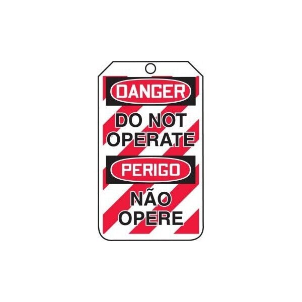 Accuform Safety Tags, DANGER DO NOT OPERATE BILINGUAL PORTUGUESE, 5.75in x 3.25in, RP-Plastic, 25PK - TMP232PTP