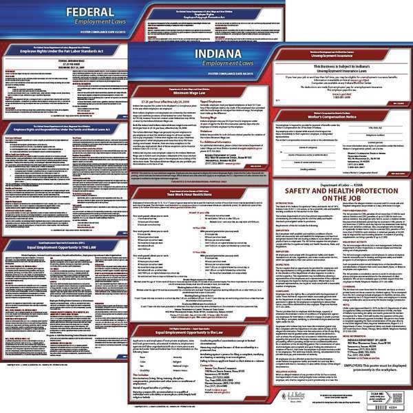 Jj Keller LaborLaw Poster, Fed/STA, IN, ENG, 20inH, 3yr - 100-IN-3