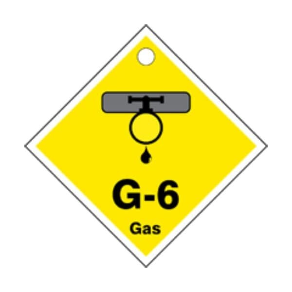 Accuform Energy Source ID Tag, G-6 GAS, 2.5in x 2.5in, Adhesive Dura-Poly, 5PK - TDK406XVM