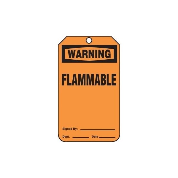 Accuform Safety Tags, WARNING FLAMMABLE, 5.75in x 3.25in, RP-Plastic, 25PK - MDT316PTP