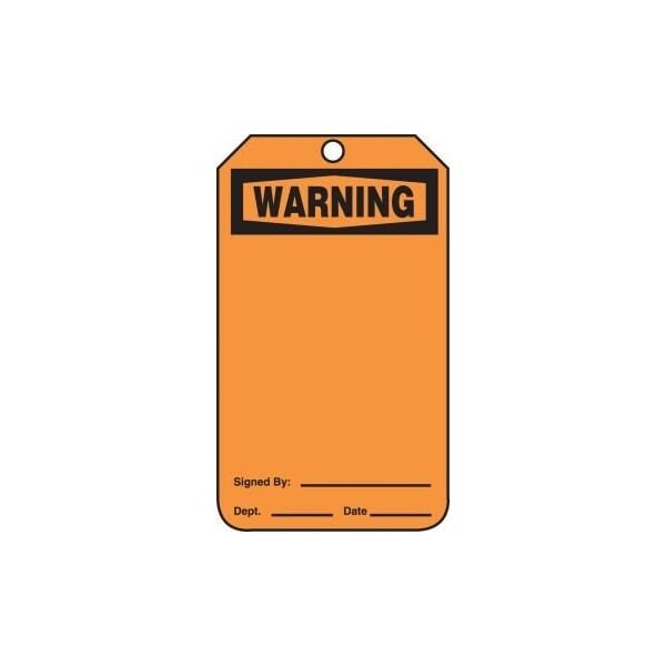 Accuform Safety Tags, WARNING BLANK, 5.75in x 3.25in, RP-Plastic, 5PK - MDT311PTM
