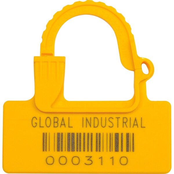 Global Industrial One Piece Padlock Seal, Yellow, 100PK - 670484YL