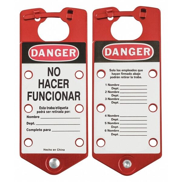 Brady Lockout Hasp, Red, Aluminum, 7-1/2" L - 39481